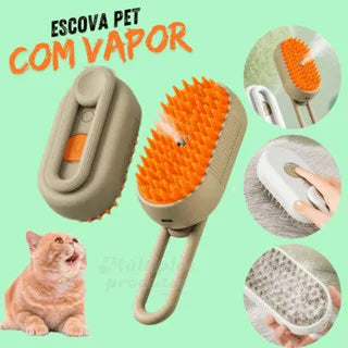 Escova Pet 3 em 1 com Vapor para Cães e Gatos