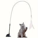 PetzCore™ Vara Interativa com Ventosa, Pena e Sino para Gatos | Brinquedo Inteligente de Caça