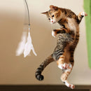 PetzCore™ Vara Interativa com Ventosa, Pena e Sino para Gatos | Brinquedo Inteligente de Caça
